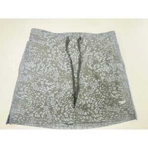 Speedo Athletic Skort Women Medium Gray Leopard Print Excellent Drawstring Mesh